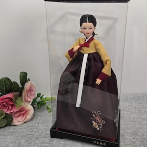 Vintage Korean Doll With Box, Hanbok Traditional Costume 12&quot;