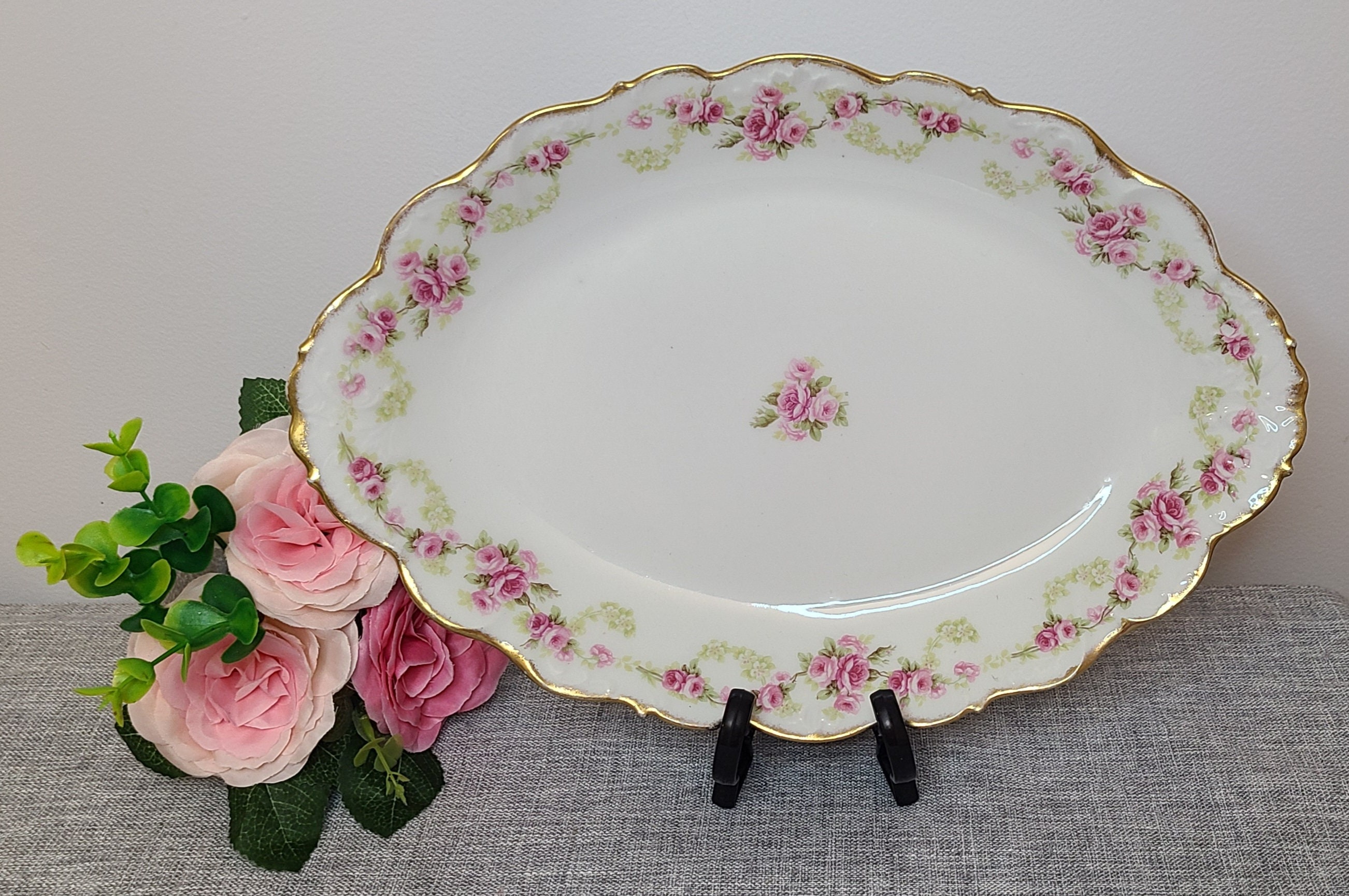 フランス製　Limoges ROSE DE LIMOGESディナープレート ペア フランス製 Limoges ROSE DE LIMOGESディナープレート ペア
