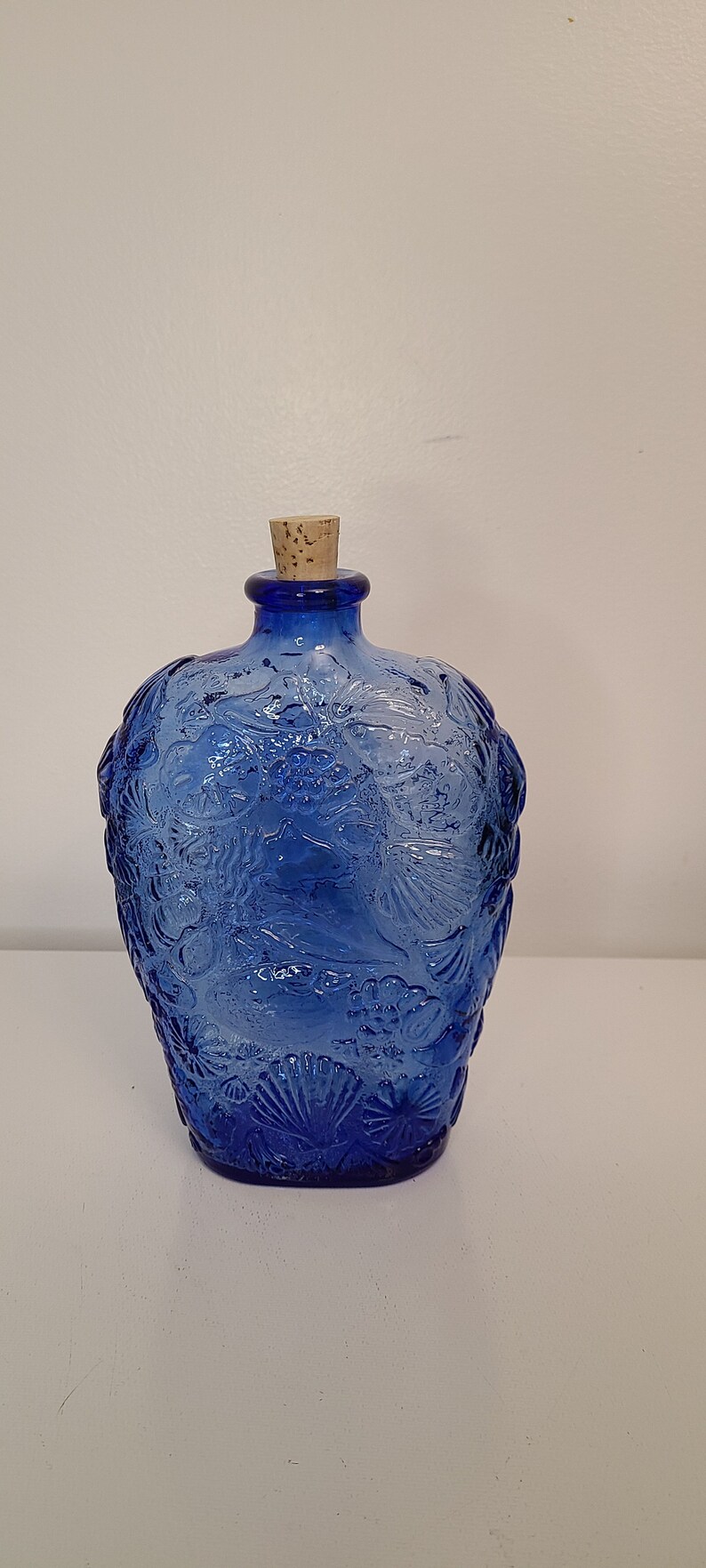 Vintage Libbey Cobalt Blue Decorative Glass Bottle With Cork Etsy