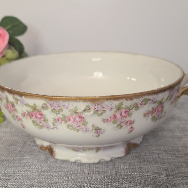 Antike Limoges Frankreich Elite Works Brautkranz-Rundschale aus Bone China