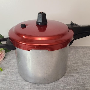 Vintage Fissler Vitavit Schnellkochtopf T536 9qt Roter Deckel Guter Zustand