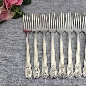 Tenedores Tudor Plate Oneida de plata chapada, estilo vintage de 1939 - Modelo Fortune (Juego de 8)