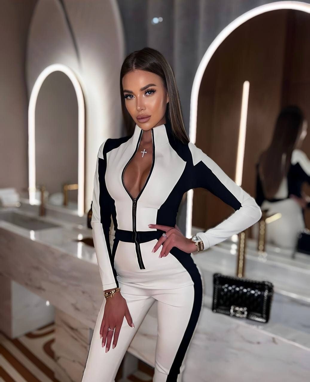 White vinyl jumpsuit sales