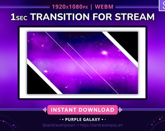 Lila Galaxy Twitch Übergang, Nebel Animation, Overlay Stream, schnelle Video Übergänge, Gaming, Weltraum, Stinger Übergang für Twitch, OBS
