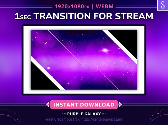 Purple Galaxy Twitch Transition, Nebula animation, Overlay Stream, Fast Video Transitions, Gaming, Space, Stinger Transition For Twitch, OBS