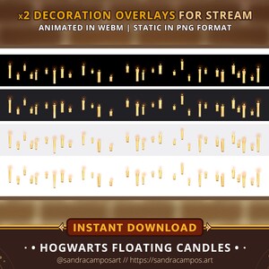 Geanimeerde Stream Decoratie Kerstmis, Zweinstein Zwevende Kaarsen, Geanimeerde Stickers Overlays Twitch, OBS Studio Maatwerk, Winter Gezellig afbeelding 4