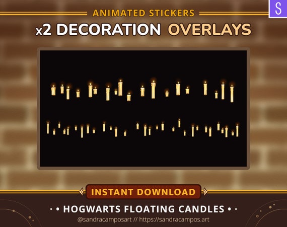 Animated Stream Decoration Christmas, Hogwarts Floating Candles, Animated Stickers Overlays Twitch, OBS Studio Customization, Winter Cozy