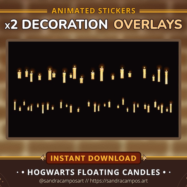 Animated Stream Decoration Christmas, Hogwarts Floating Candles, Animated Stickers Overlays Twitch, OBS Studio Customization, Winter Cozy