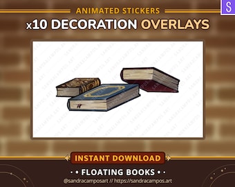 Wizard Legacy Geanimeerde zwevende boeken-overlay | Gezellige fantasy-streamingelementen (WEBM, PNG)