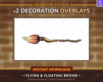 Zauberer Vermächtnis, Decoracion Overlay Animada Stream, Escoba Flotante, Aufkleber Twitch, Escoba Voladora, OBS Personalizacion, Streamer Gemütlich
