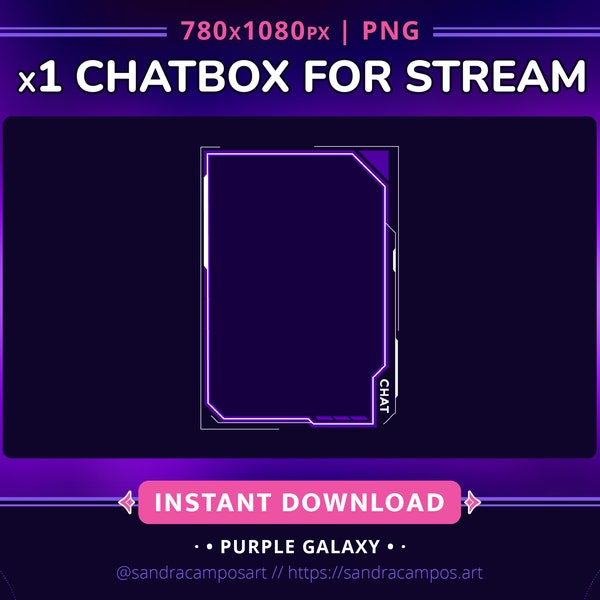 Purple Chat Box for Twitch, Streaming Chat Box Overlay, Purple Galaxy Stream Package, Purple Nebula Chatbox Twitch Set Up, Stream Pack