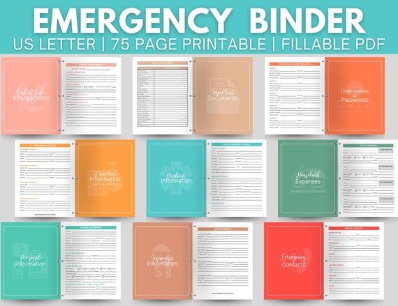 Emergency Binder Printable Editable PDF Emergency - Etsy