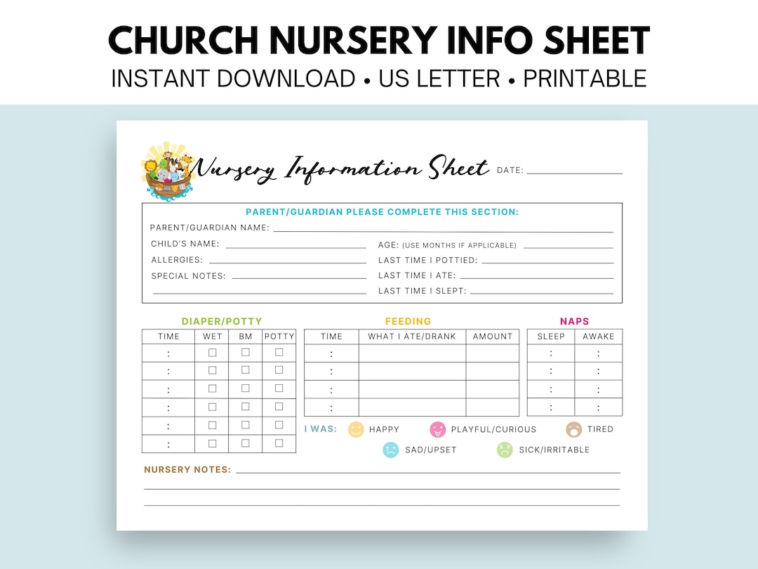 CHURCH NURSERY INFORMATION Sheet Noah s Ark Sign In Sheet Etsy church-nursery-information-sheet-noah-s-ark-sign-in-sheet-etsy
