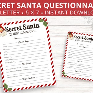 Weihnachtsfragebogen zum Ausdrucken, Informationsblatt, Ausfüllformular, Sofortiger Download