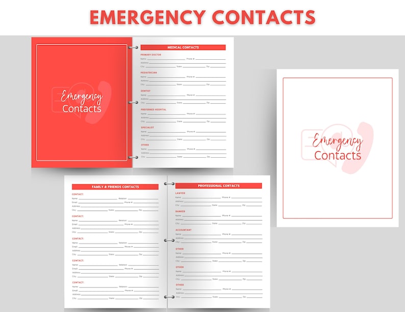 Emergency Binder Printable, Editable PDF, Emergency Preparedness, in ...