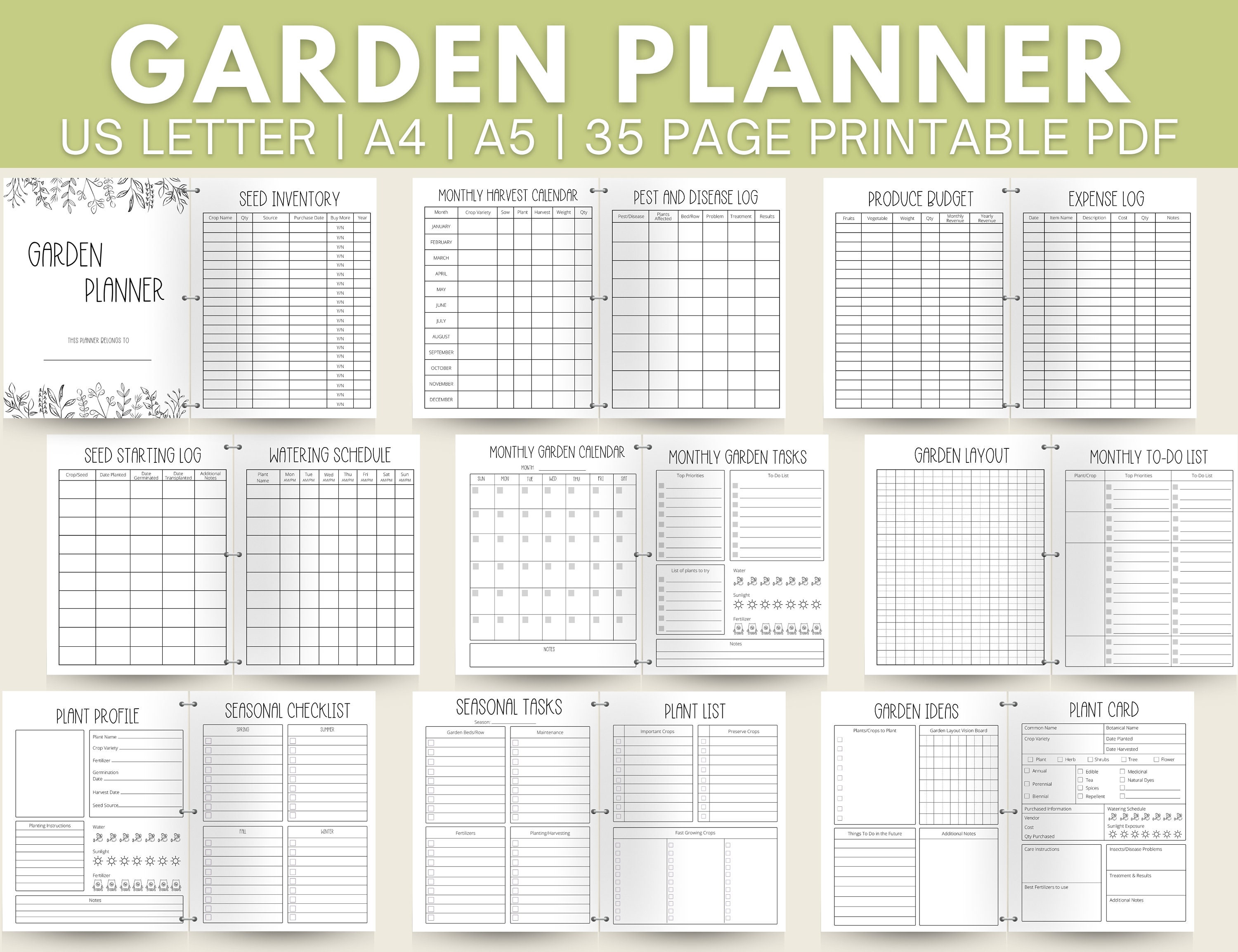 GARDEN PLANNER Printable, Gardening Journal, Gardening Planner ...