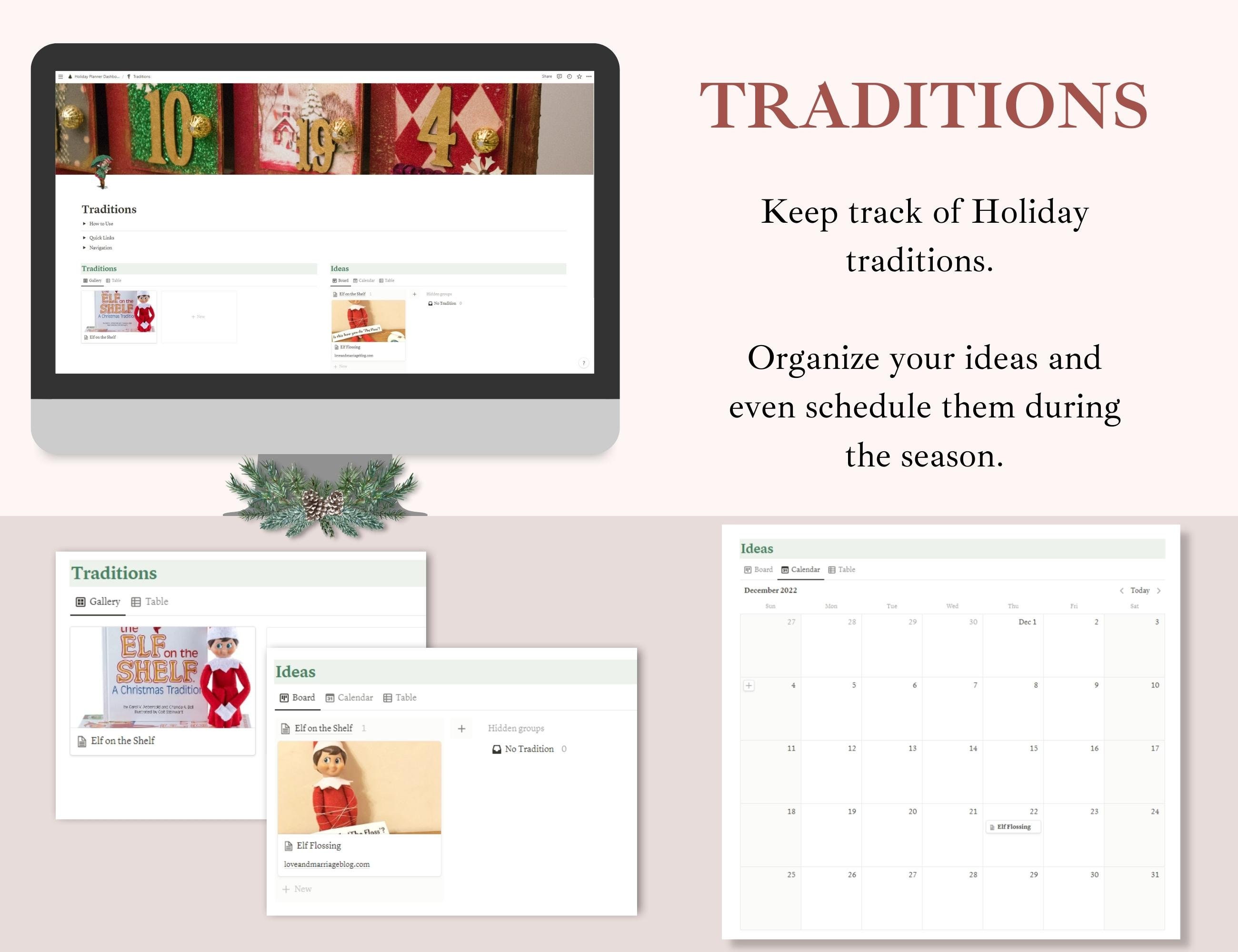 Notion Holiday Planner Template Notion Dashboard Christmas Etsy