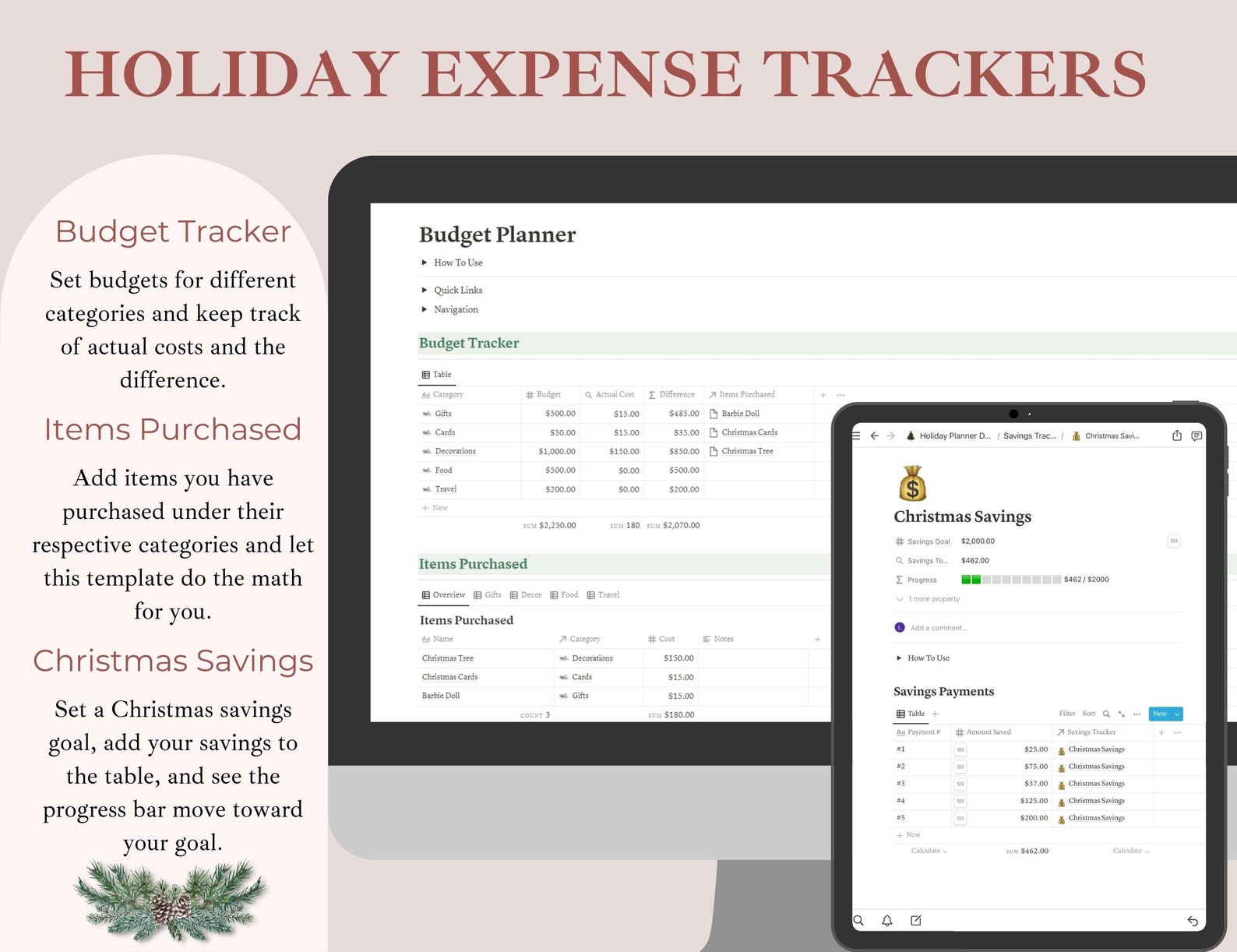Notion Holiday Planner Template Notion Dashboard Christmas Etsy
