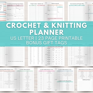CROCHET & KNITTING Project Planner Printable with Crochet and Knitting Gift Tags for Handmade Items
