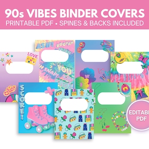 90s Vibes Binder Cover and Spine, Retro School Binder Cover, Editable Binder Cover, Girls Binder Cover, Teacher Binder Cover