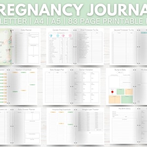 PREGNANCY JOURNAL Printable Planner, Gender Neutral, Birth Plan, Hospital Bag Checklist, Pregnancy Gift For First Time Moms