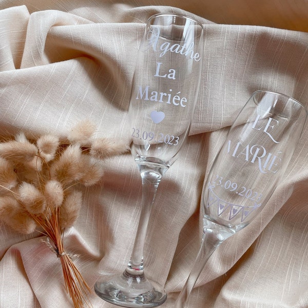 Stickers verres des Mariés, stickers flûtes de champagne, stickers coupes de champagne mariage, sticker verres des Mariés