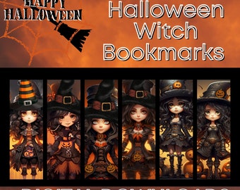Marque-pages amusants de sorcière d'Halloween, cadeau effrayant pour les amoureux des livres (téléchargement numérique)