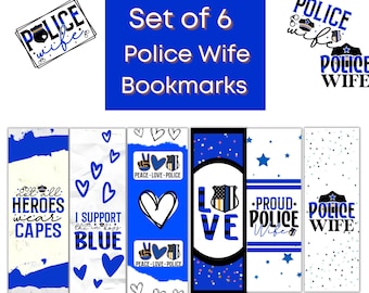 Set of 6 Police Wife Bookmarks, Police Wife Bookmarks, Bookmarks, Digital Bookmarks to Download