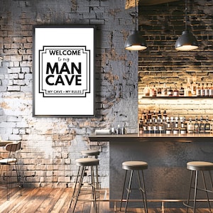 Printable Man Cave Wall Art Prints, Gifts for Him, Gifts for Dad, Bachelor Gift Ideas, Housewarming Gifts for Him, Digital Download, Gift