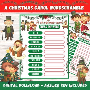 A Christmas Carol Trivia Questions Printable with Answers, Fun Game, A Christmas Carol Game, Christmas Activity