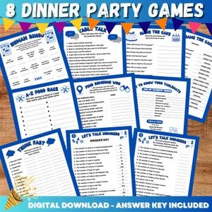 6 Printable Dinner Party Games Bundle, Icebreaker Games (Digital Download)