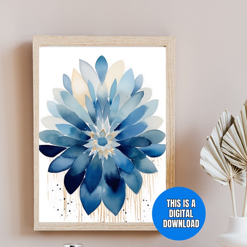 Set of 6 Blue Watercolor Printable Abstract Wall Art, Modern Wall Decor ...