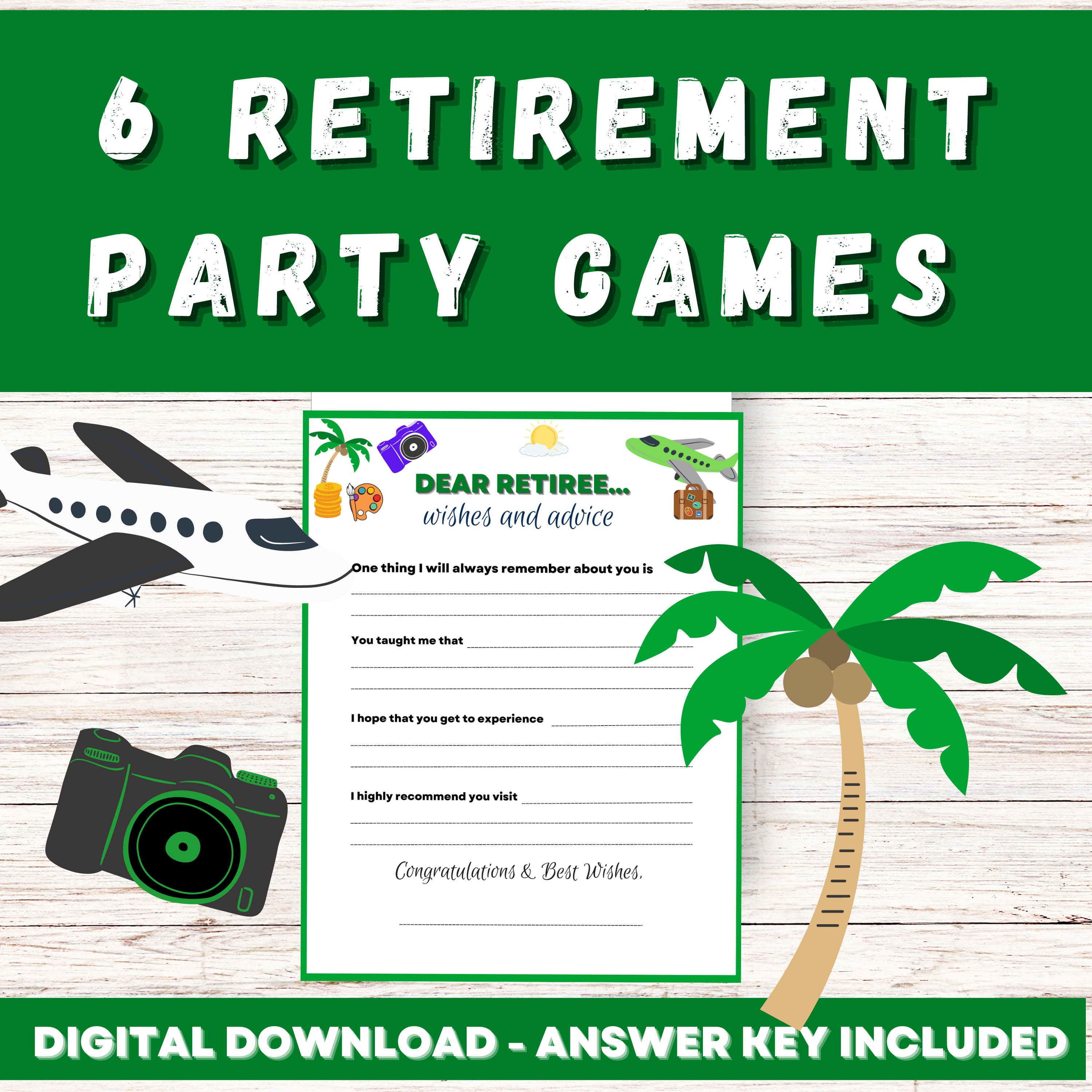 A Retirement Party Printable Game Bundle With Answers, Fun Game ...