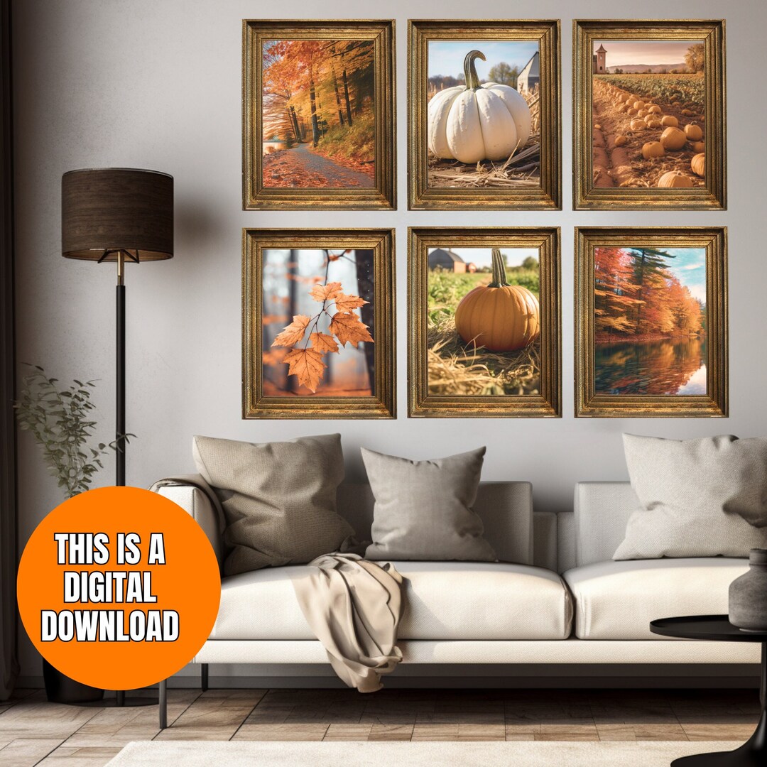 Set of 6 Autumn Gallery Wall Set Fall Prints Pumpkin Fall - Etsy
