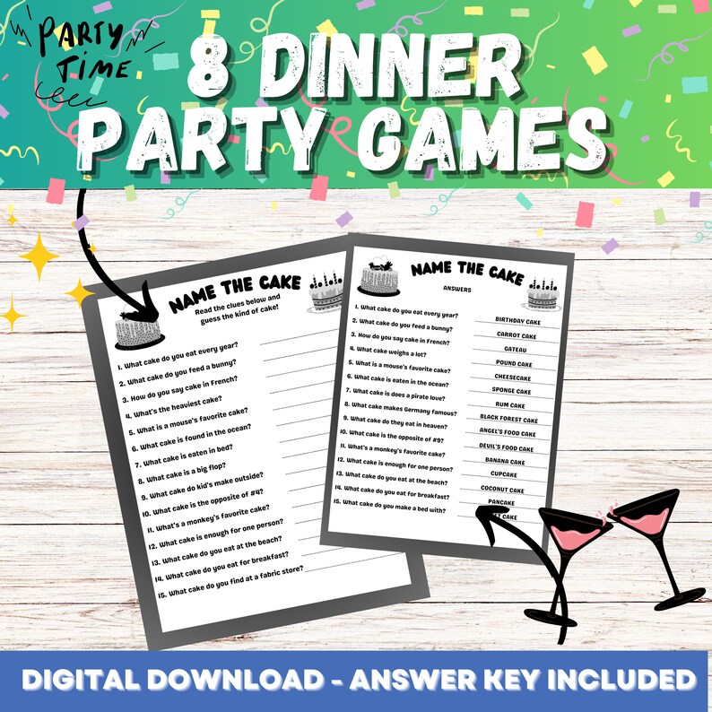 Work Party Game, Dinner Party Games, Happy Hour Games, Printable Dinner Party Games, Dinner