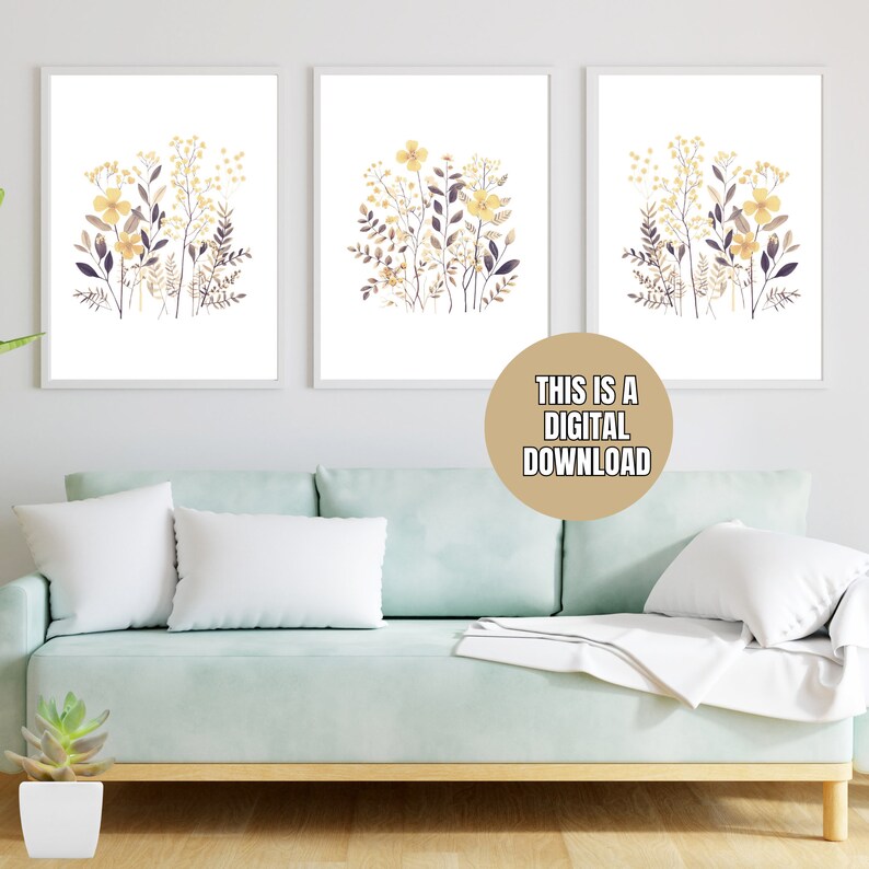 Set of 3 Printable Botanical Wall Art Prints, Boho Prints (digital ...