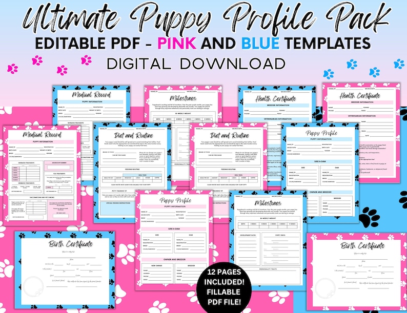 Editable Breeder Puppy Pack, Fillable Dog Breeder Records, Dog Breeder Forms, Puppy Vaccination ...