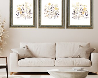 Set of 3 Printable Botanical Wall Art Prints, Boho Prints (Digital Download)