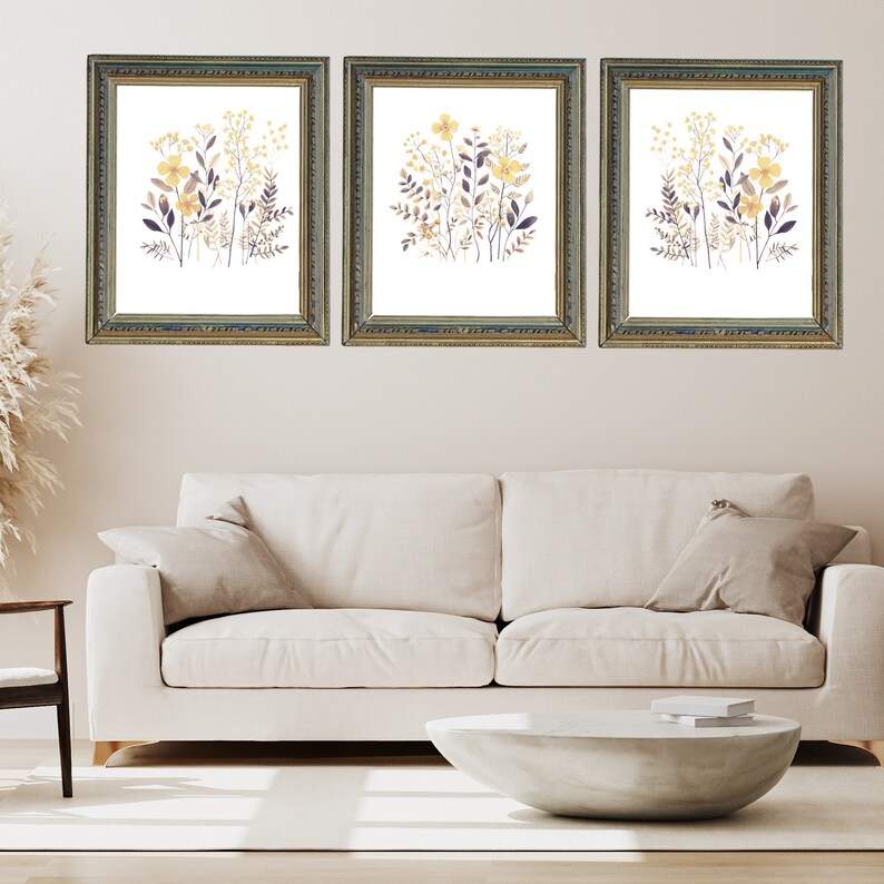 Set of 3 Printable Botanical Wall Art Prints, Boho Prints (digital ...