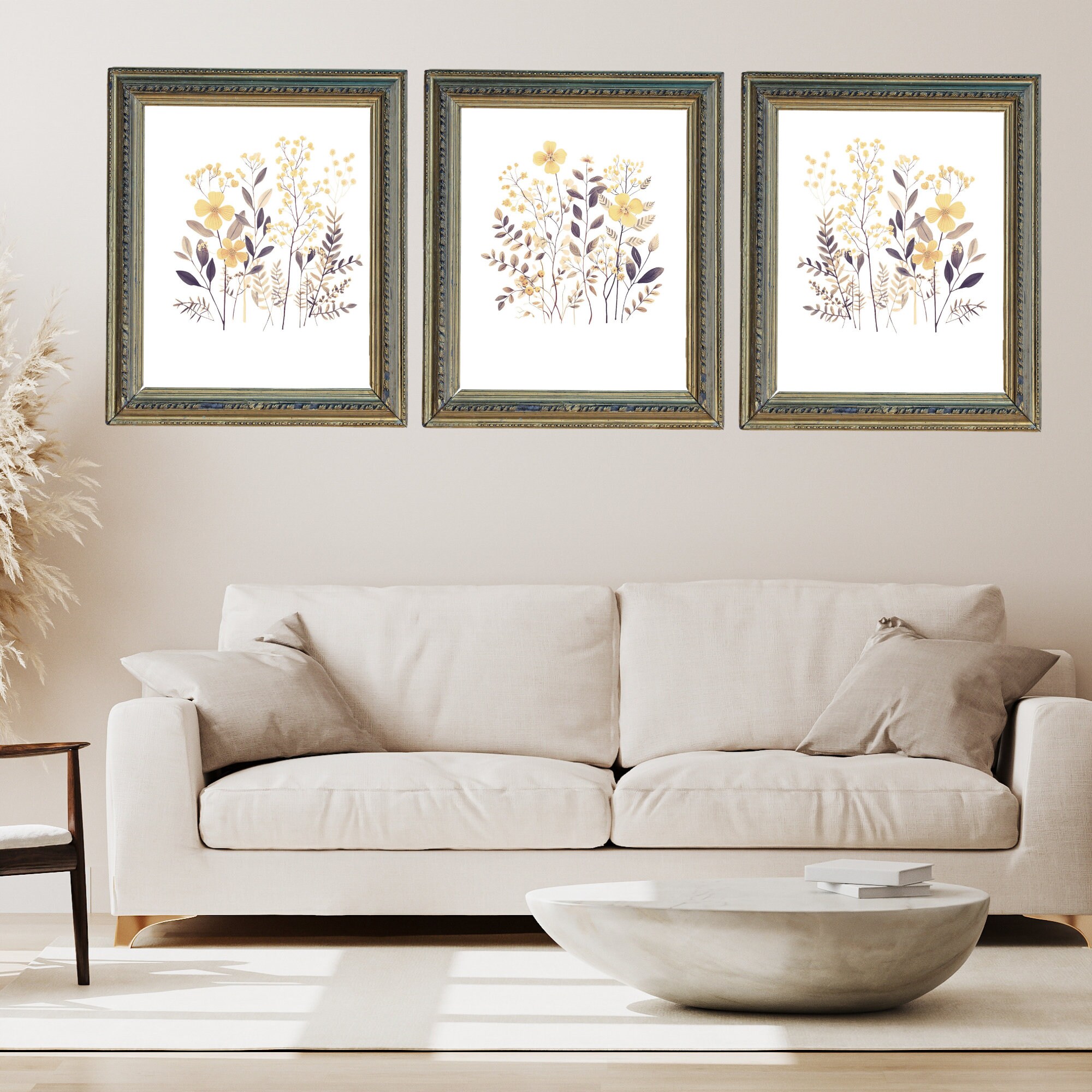 Set of 3 Printable Botanical Wall Art Prints, Boho Prints (digital ...