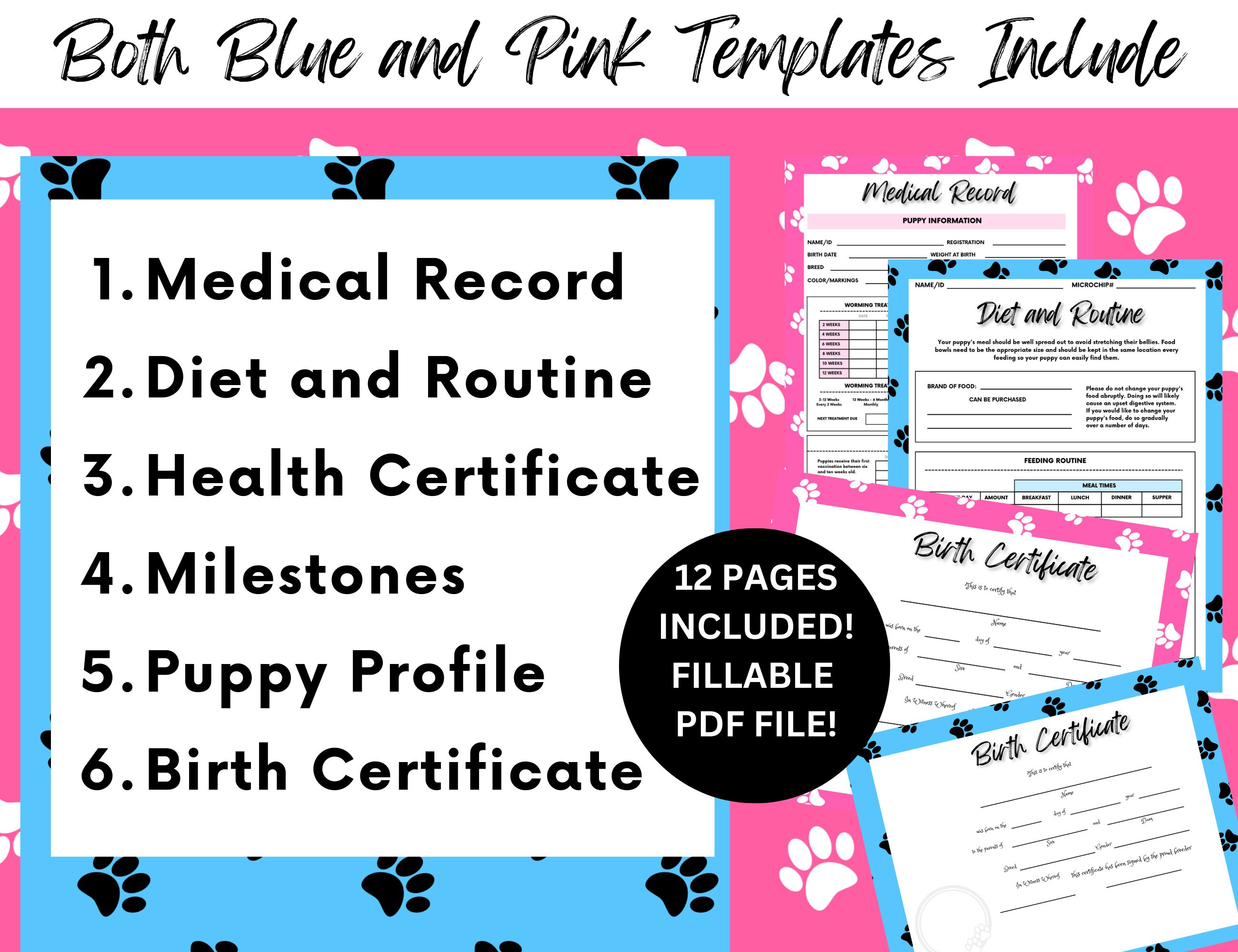 Editable Breeder Puppy Pack, Fillable Dog Breeder Records, Dog Breeder ...