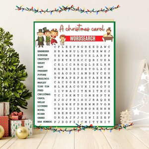 A Christmas Carol Wordsearch Printable With Answers, Fun Game