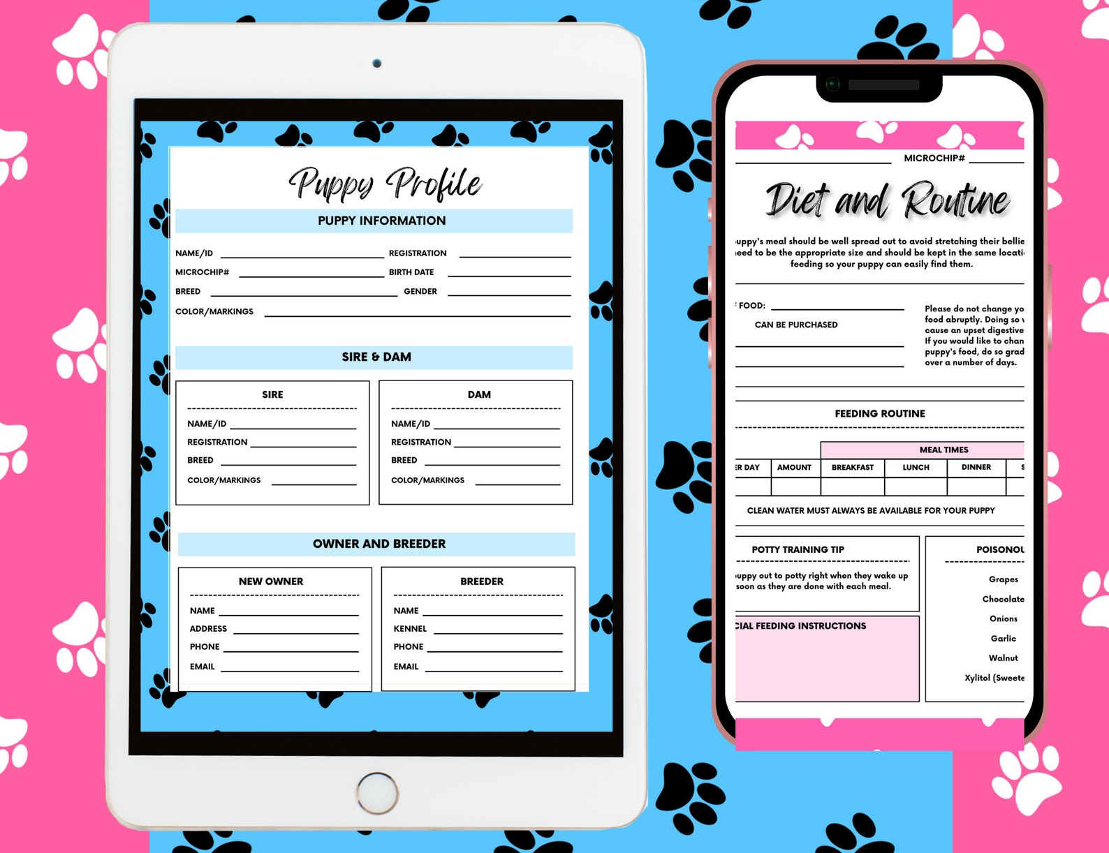 Editable Breeder Puppy Pack, Fillable Dog Breeder Records, Dog Breeder ...