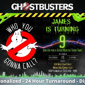 Ghostbusters Birthday Invitation - Personalized Invitation - Digital Download - Printable - 24 HOUR TURNAROUND!