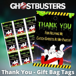 Ghostbusters Thank You Cards Gift Bag Tags and Labels- Instant Digital Download - Printable!