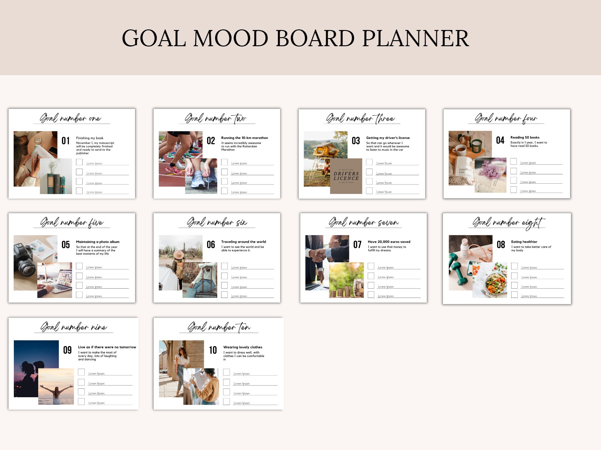Mood Board Goal Canva Template, Digital Mood Board, Goal Planner, Goal