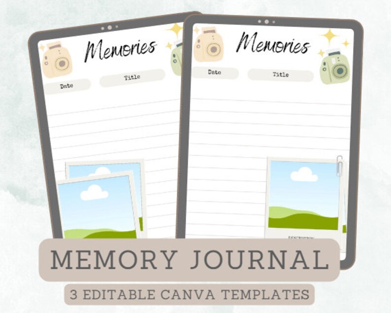 Editable Memory Journal Printable Canva Printable Photo Memory Templates - Etsy