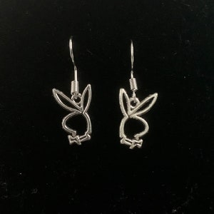 Grunge silver playboy bunny earrings