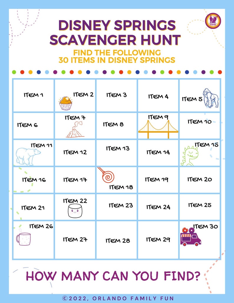 DISNEY Springs SCAVENGER HUNT Etsy