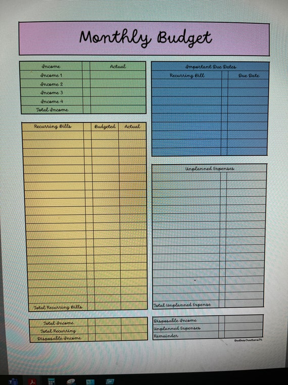 Printable Monthly Budget - Etsy